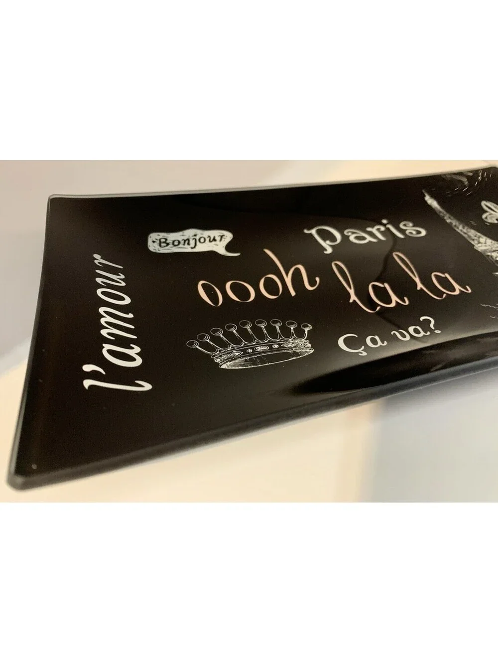 F.A.B StarPoint l’amour Paris Glass Trinket Tray NEW IN BOX JEWELRY KEYS 🎁